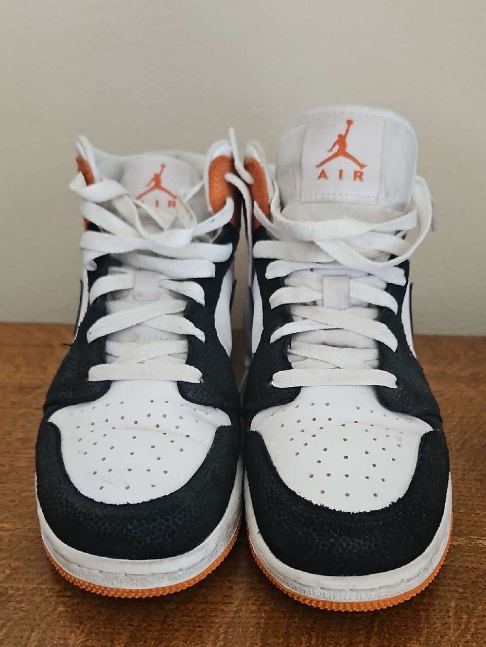 Jordan Sneakers in White, Black & Orange Accents
